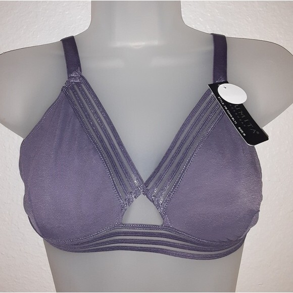 Youmita Medium Gray Ridge Semi-Sheer Bralette & Mesh Lace G String - Picture 10 of 13